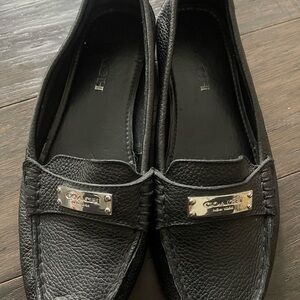 Coach Fredrica Black Pebbled Leather Work Office Loafers Size 6